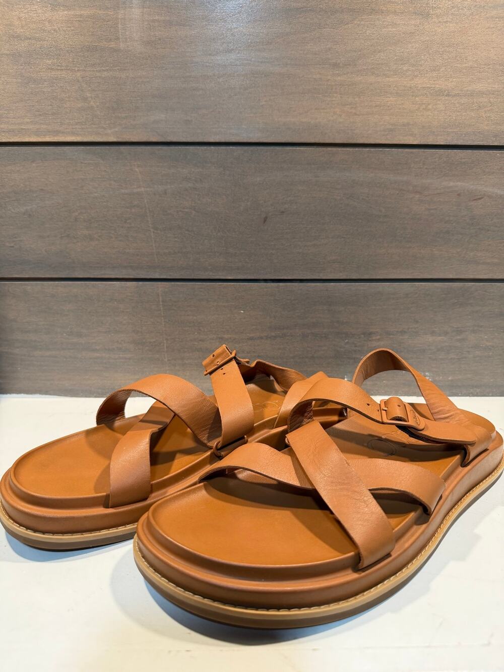 Chaco Womens Townes Midform Sandal Brown Leather Sz 12 Casual